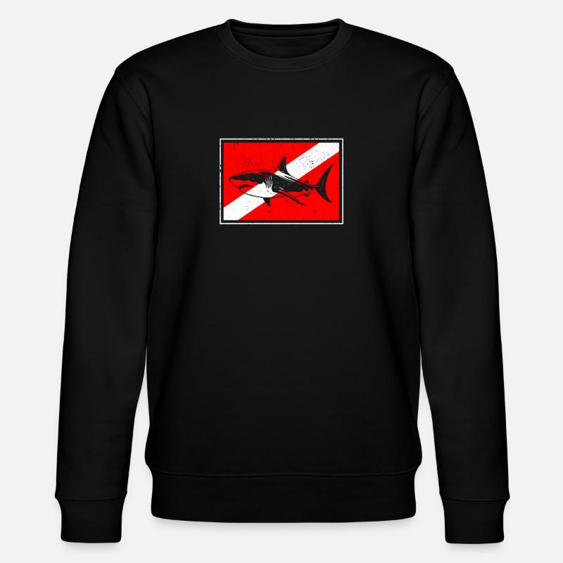 Dive Shark Diver Down Flag Scuba Diving Master - Stanley/Stella CHANGER Unisex Organic Sweatshirt - black