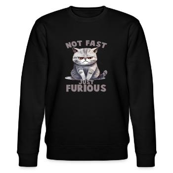 Not Fat just Furious - Stanley/Stella CHANGER Unisex Organic Sweatshirt - black - Front - Nik (191cm) & Marisol (170cm)