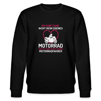 Ich H Meinen Eigenen Motorradfahrer - Stanley/Stella Unisex Bio-Sweatshirt CHANGER  - Schwarz - Vorne - Nik (191cm) & Marisol (170cm)