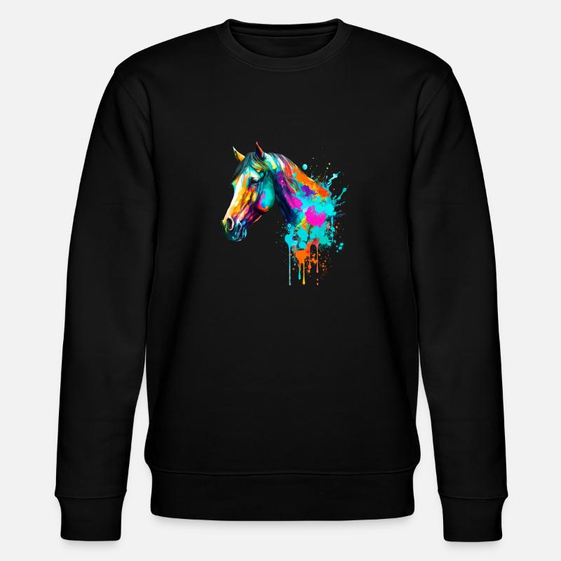 Cheval à l’aquarelle - Sweat bio CHANGER Stanley/Stella Unisexe - noir