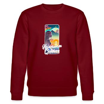 Surfen - Hawaiianische Göttin - Stanley/Stella Unisex Bio-Sweatshirt CHANGER  - Burgunderrot - Vorne - Nik (191cm) & Marisol (170cm)