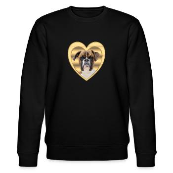 Deutscher Boxer - Hundeliebhaber - Hunde Herz - Stanley/Stella Unisex Bio-Sweatshirt CHANGER  - Schwarz - Vorne - Nik (191cm) & Marisol (170cm)