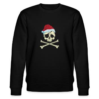 Pirate Christmas Jolly Roger Santa Hut - Stanley/Stella CHANGER Unisex Organic Sweatshirt - black - Front - Nik (191cm) & Marisol (170cm)