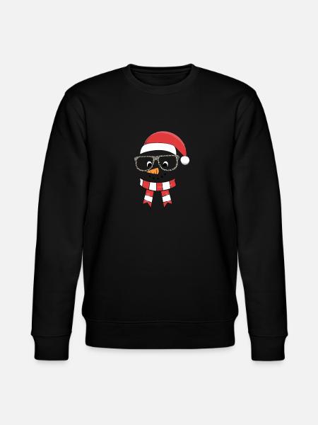 Funny Christmas Snowman Face Leopard - Stanley/Stella CHANGER Unisex Organic Sweatshirt - black