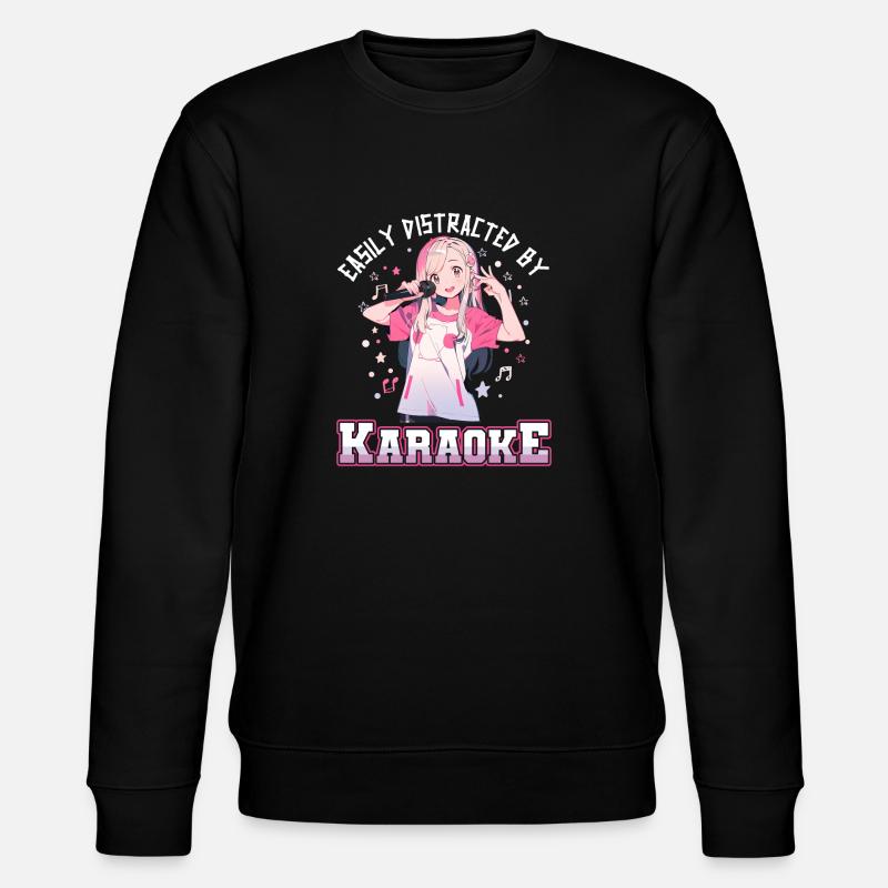Easily distracted by Karaoke - Stanley/Stella Unisex Bio-Sweatshirt CHANGER  - Schwarz