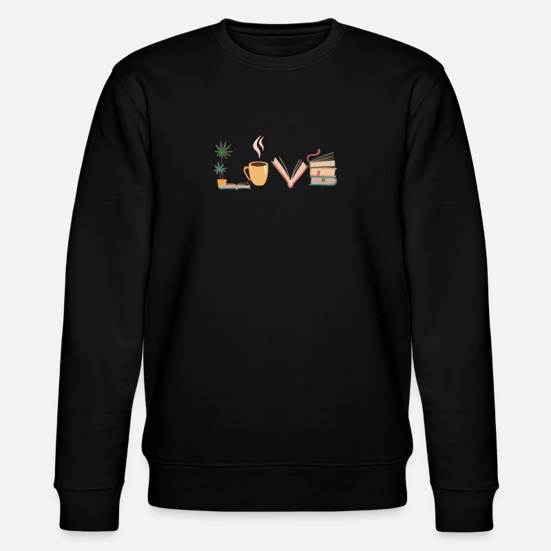 Liebe Bücher Lesen Bücherwurm Bibliothekar - Stanley/Stella Unisex Bio-Sweatshirt CHANGER  - Schwarz