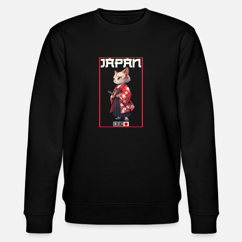 Asia Cat Japanese Samurai Samurai - Stanley/Stella CHANGER Unisex Organic Sweatshirt - black