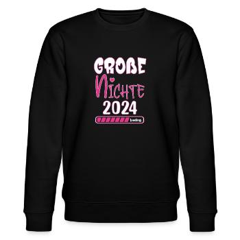 Grosse Nichte 2024 loading Ankündigung Geburt - Stanley/Stella Unisex Bio-Sweatshirt CHANGER  - Schwarz - Vorne - Nik (191cm) & Marisol (170cm)
