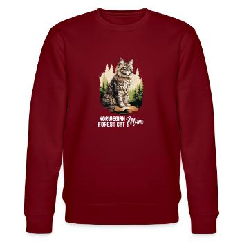 Norwegian Forest Cat - Stanley/Stella Unisex Bio-Sweatshirt CHANGER  - Burgunderrot - Vorne - Nik (191cm) & Marisol (170cm)