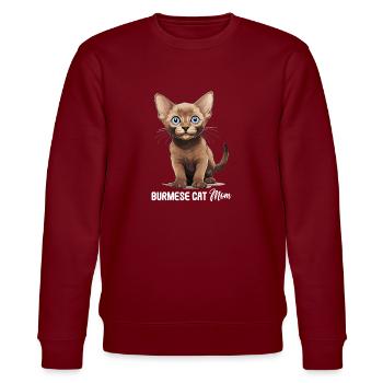 Burmese Cat Burma Katze - Stanley/Stella Unisex Bio-Sweatshirt CHANGER  - Burgunderrot - Vorne - Nik (191cm) & Marisol (170cm)