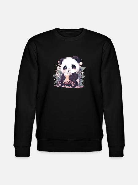 Kawaii Panda Drankjes Boba Bubble Tea Chibi - Stanley/Stella Uniseks bio-sweatshirt CHANGER - zwart