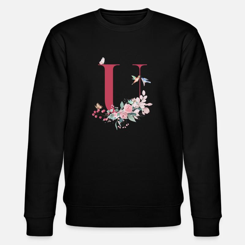 Buchstabe u floral - Geschenkidee - Stanley/Stella Unisex Bio-Sweatshirt CHANGER  - Schwarz