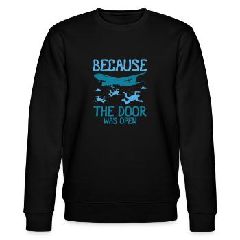 Because The Door Was Open Skydiving - Stanley/Stella Unisex Bio-Sweatshirt CHANGER  - Schwarz - Vorne - Nik (191cm) & Marisol (170cm)