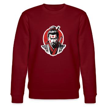 Samurai Warrior - Japan - Demon - Stanley/Stella CHANGER Unisex Organic Sweatshirt - burgundy - Front - Nik (191cm) & Marisol (170cm)