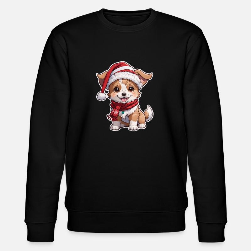 Dog with Christmas Hat - Stanley/Stella CHANGER Unisex Organic Sweatshirt - black