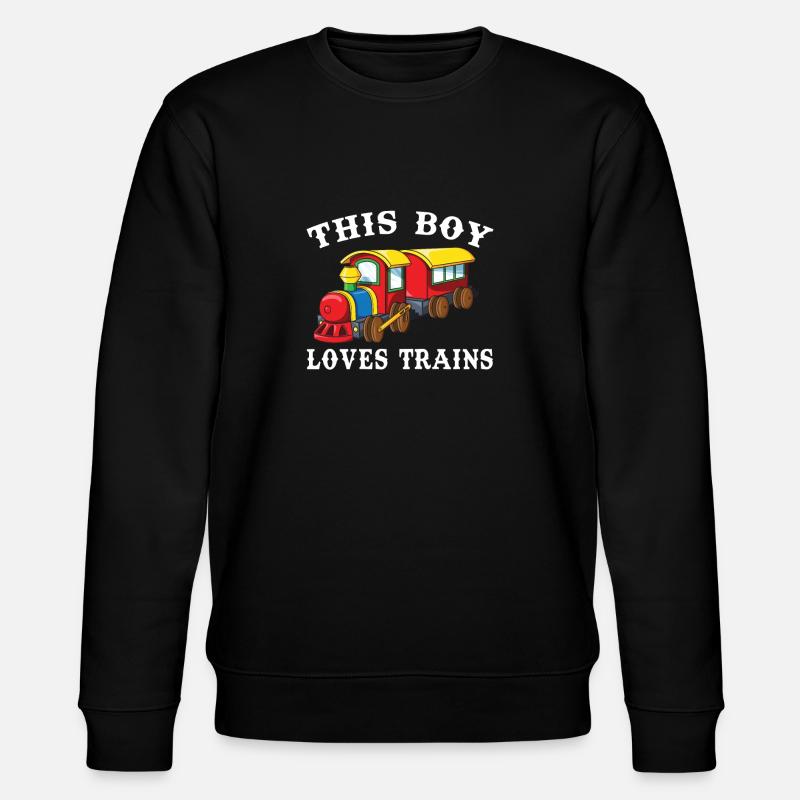 This boy loves trains - Stanley/Stella CHANGER Unisex Organic Sweatshirt - black