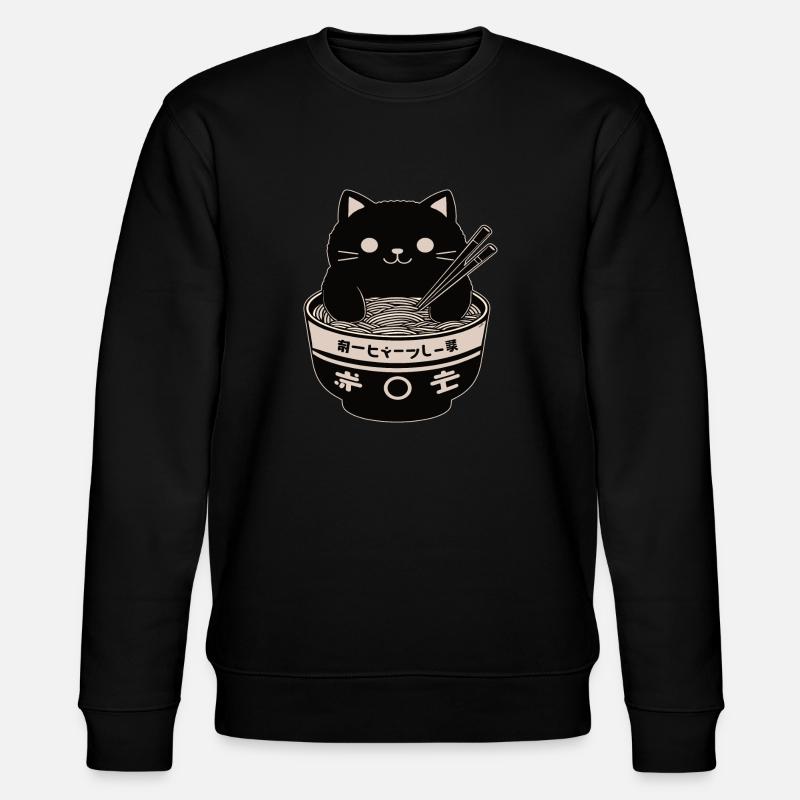 Ramen Powered Cat , klassisch - Stanley/Stella Unisex Bio-Sweatshirt CHANGER - Schwarz