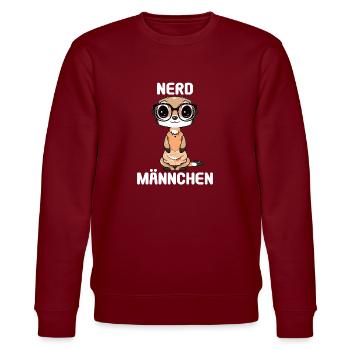 Nerdmännchen Junge Jungen Erdmännchen Nerdy Nerd - Stanley/Stella Unisex Bio-Sweatshirt CHANGER  - Burgunderrot - Vorne - Nik (191cm) & Marisol (170cm)