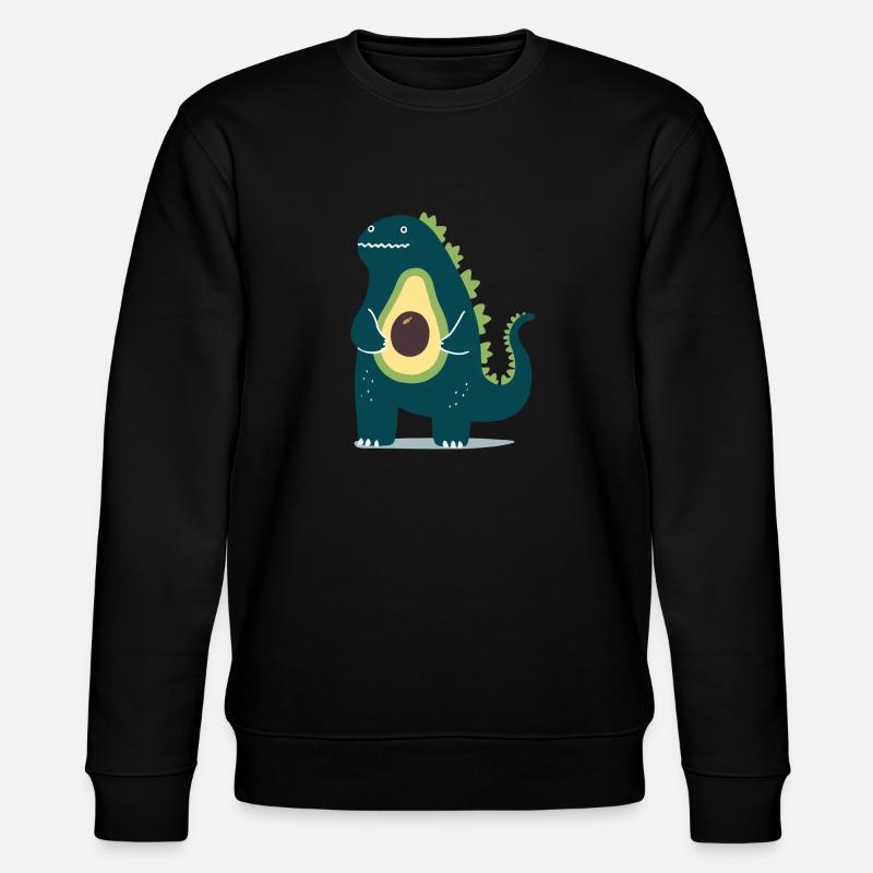 Dinosaurier mit Avocado - Stanley/Stella Unisex Bio-Sweatshirt CHANGER  - Schwarz