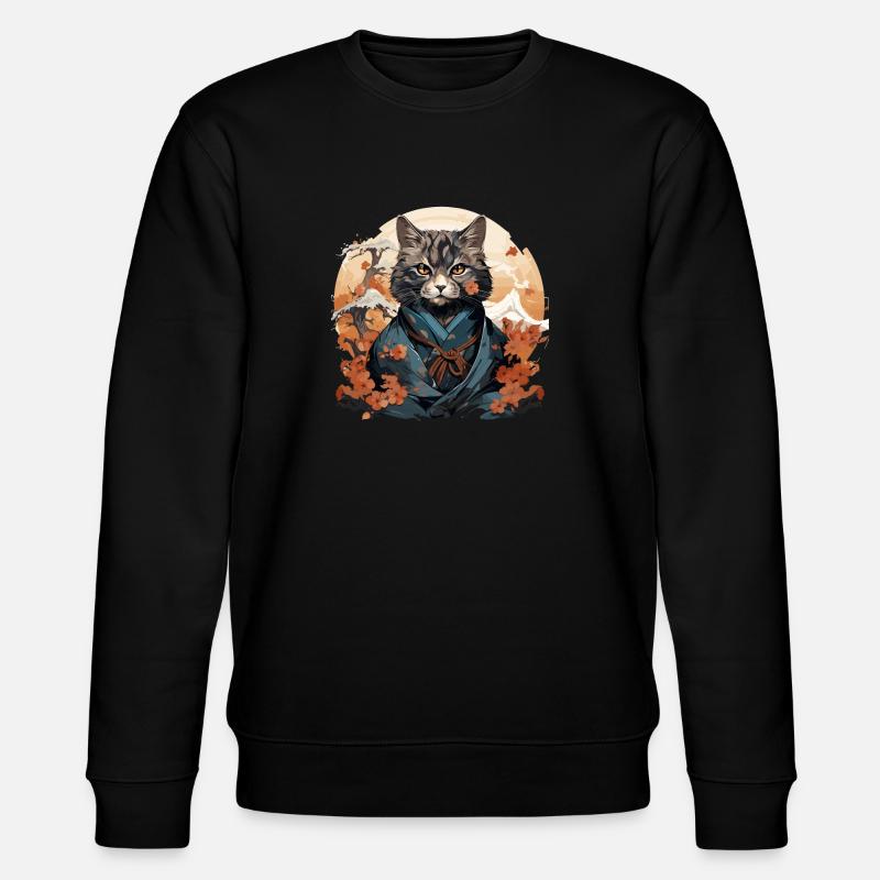 Funny Samurai Cat - Stanley/Stella CHANGER Unisex Organic Sweatshirt - black