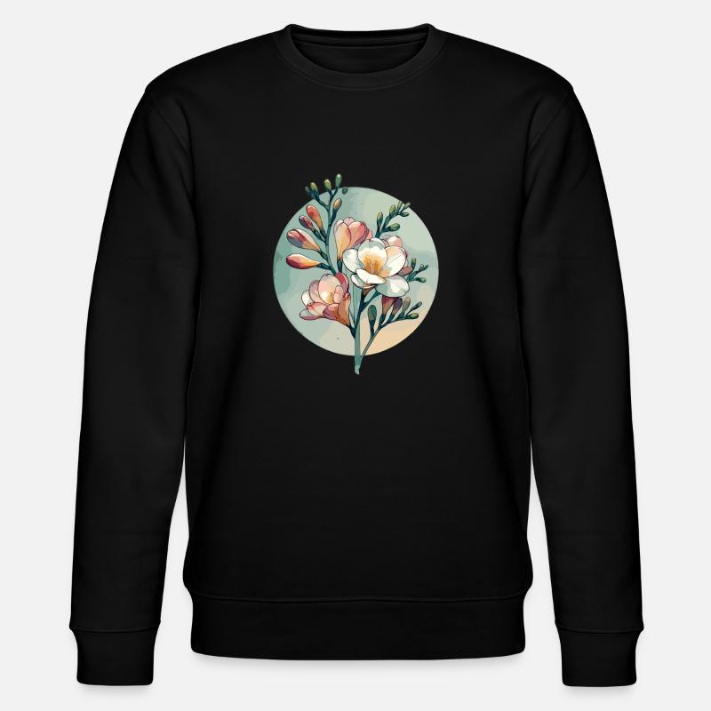 Freesia dessiné - Sweat bio CHANGER Stanley/Stella Unisexe - noir