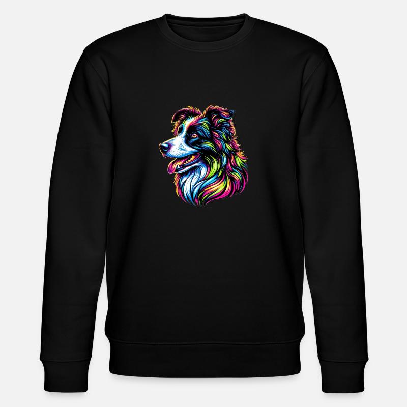 Border Collie Hund - Stanley/Stella Unisex Bio-Sweatshirt CHANGER  - Schwarz