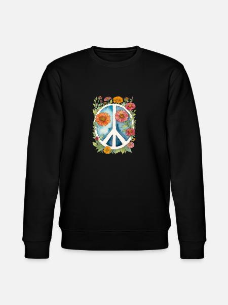 Peace and Zinnias - Stanley/Stella CHANGER Unisex Organic Sweatshirt - black