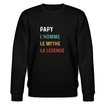 Opa Mann Mythos Vintage Legende Opa - Stanley/Stella Unisex Bio-Sweatshirt CHANGER  - Schwarz - Vorne - Nik (191cm) & Marisol (170cm)