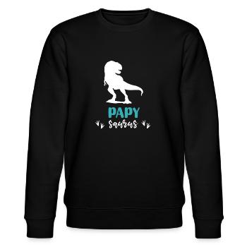 Opa Saurus Dinosaurier T Rex Opa - Stanley/Stella Unisex Bio-Sweatshirt CHANGER  - Schwarz - Vorne - Nik (191cm) & Marisol (170cm)