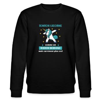 Uncle Unicorn Dab Uncle Normal Humor Gift - Stanley/Stella CHANGER Unisex Organic Sweatshirt - black - Front - Nik (191cm) & Marisol (170cm)