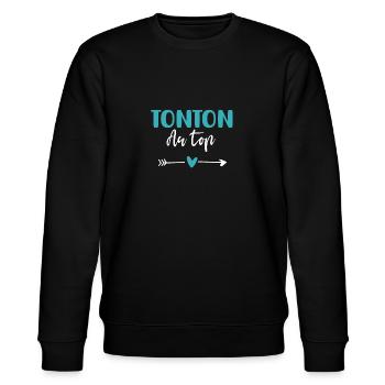 Onkel an der Spitze Herzensgeschenk Onkel - Stanley/Stella Unisex Bio-Sweatshirt CHANGER  - Schwarz - Vorne - Nik (191cm) & Marisol (170cm)