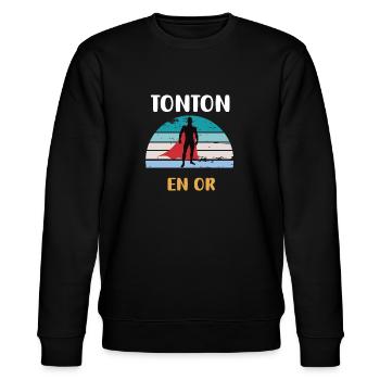 Vintage Retro Gold Onkel Geschenk Onkel - Stanley/Stella Unisex Bio-Sweatshirt CHANGER  - Schwarz - Vorne - Nik (191cm) & Marisol (170cm)