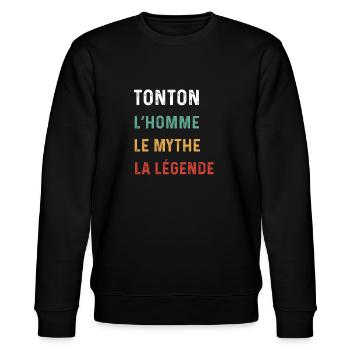 Onkel Mann Mythos Legende Vintage Onkel Geschenk - Stanley/Stella Unisex Bio-Sweatshirt CHANGER  - Schwarz - Vorne - Nik (191cm) & Marisol (170cm)