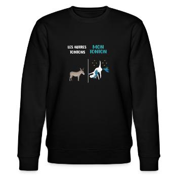 Onkel Einhorn Humor Lustiger Onkel Geschenk - Stanley/Stella Unisex Bio-Sweatshirt CHANGER  - Schwarz - Vorne - Nik (191cm) & Marisol (170cm)