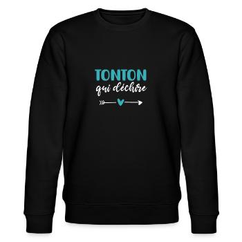 tonton qui déchire coeur cadeau tonton - Sweat bio CHANGER Stanley/Stella Unisexe - noir - Devant - Nik (191cm) & Marisol (170cm)
