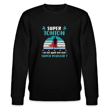 Uncle Super Power Super Uncle Uncle Gift Uncle - Stanley/Stella CHANGER Unisex Organic Sweatshirt - black - Front - Nik (191cm) & Marisol (170cm)