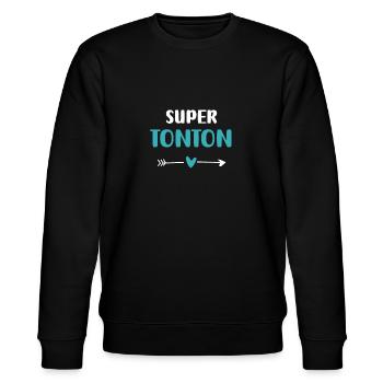 Super Uncle Heart Uncle Gift - Stanley/Stella CHANGER Unisex Organic Sweatshirt - black - Front - Nik (191cm) & Marisol (170cm)