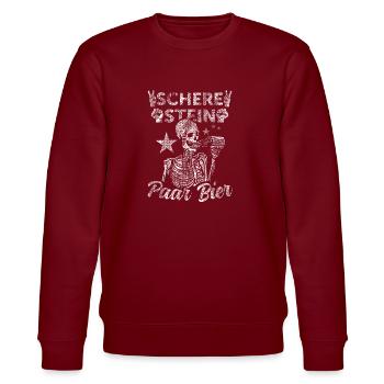 Schere, Stein, Paar, Bier - das perfekte Outfit - Stanley/Stella Unisex Bio-Sweatshirt CHANGER  - Burgunderrot - Vorne - Nik (191cm) & Marisol (170cm)
