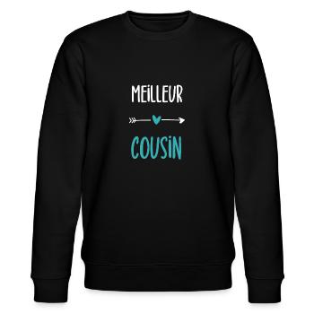 Bester Cousin Humor Geschenk Cousin - Stanley/Stella Unisex Bio-Sweatshirt CHANGER  - Schwarz - Vorne - Nik (191cm) & Marisol (170cm)