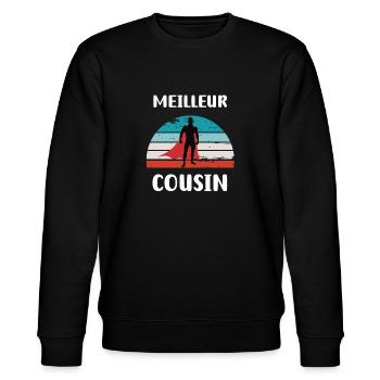 Bestes Retro-Cousin-Vintage-Cousin-Geschenk - Stanley/Stella Unisex Bio-Sweatshirt CHANGER  - Schwarz - Vorne - Nik (191cm) & Marisol (170cm)