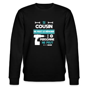 DIY Cousin Handwerker Humor Cousin Geschenk - Stanley/Stella Unisex Bio-Sweatshirt CHANGER  - Schwarz - Vorne - Nik (191cm) & Marisol (170cm)