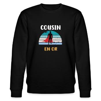 Vintage Retro Gold Cousin Geschenk Cousin - Stanley/Stella Unisex Bio-Sweatshirt CHANGER  - Schwarz - Vorne - Nik (191cm) & Marisol (170cm)