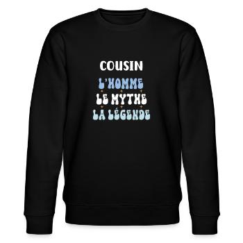 Cousin Mann Mythos Legende böhmische Blumen - Stanley/Stella Unisex Bio-Sweatshirt CHANGER  - Schwarz - Vorne - Nik (191cm) & Marisol (170cm)