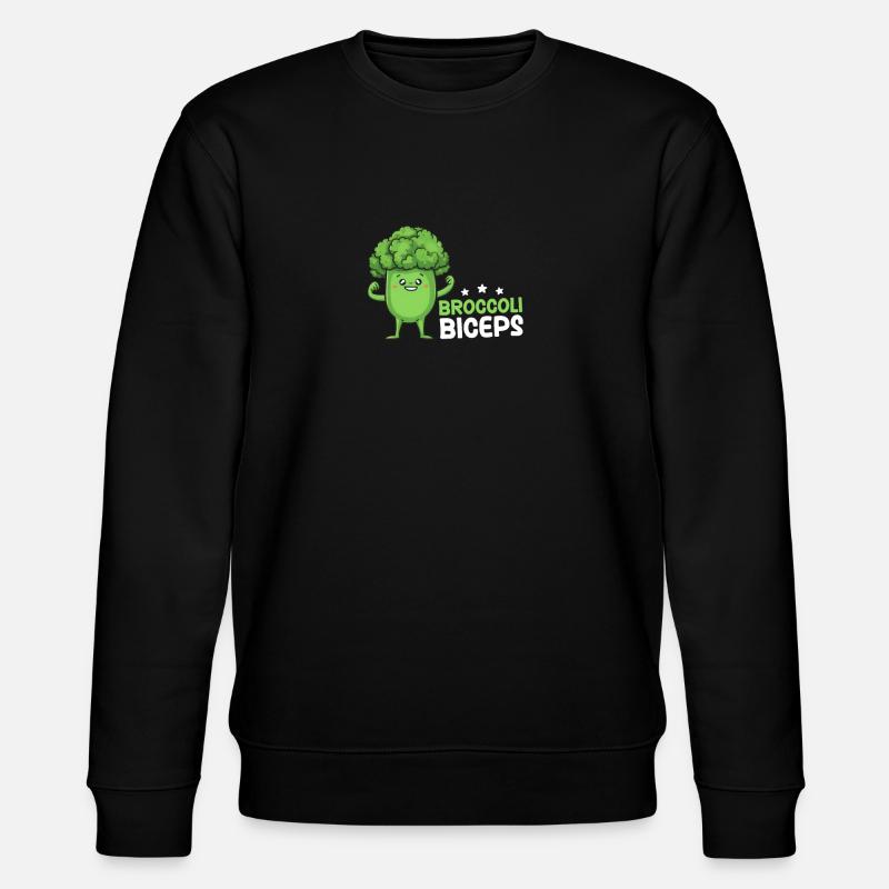 Vegan Athlete Broccoli Biceps Flexing - Stanley/Stella CHANGER Unisex Organic Sweatshirt - black