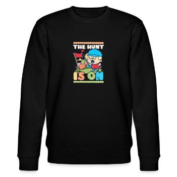 Die Golf-Osterjagd hat begonnen - Stanley/Stella Unisex Bio-Sweatshirt CHANGER  - Schwarz - Vorne - Nik (191cm) & Marisol (170cm)