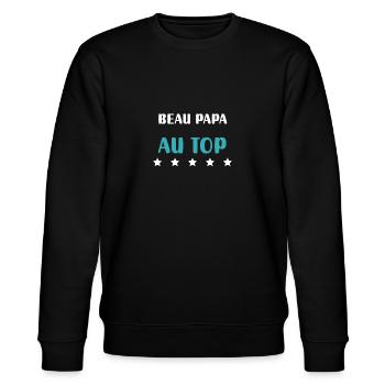 Schöner Papa an der Spitze Personalisiertes Geschenk - Stanley/Stella Unisex Bio-Sweatshirt CHANGER  - Schwarz - Vorne - Nik (191cm) & Marisol (170cm)