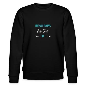 Schöner Papa an der Spitze Herzgeschenk - Stanley/Stella Unisex Bio-Sweatshirt CHANGER  - Schwarz - Vorne - Nik (191cm) & Marisol (170cm)