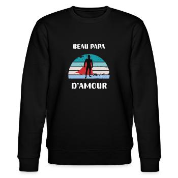 Beautiful Vintage Retro Love Dad Gift - Stanley/Stella CHANGER Unisex Organic Sweatshirt - black - Front - Nik (191cm) & Marisol (170cm)