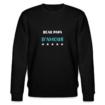 Beautiful Love Dad Personalized Gift - Stanley/Stella CHANGER Unisex Organic Sweatshirt - black - Front - Nik (191cm) & Marisol (170cm)