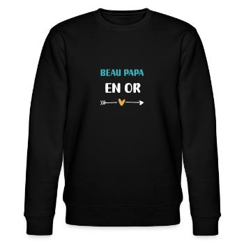 Beautiful Dad Gold Heart Gift - Stanley/Stella CHANGER Unisex Organic Sweatshirt - black - Front - Nik (191cm) & Marisol (170cm)
